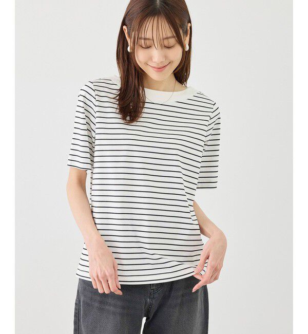 Rope&rsquo;Picnic「60シルケットボートネックハーフスリーブジャケットインナー」|Tシャツ・カットソー|