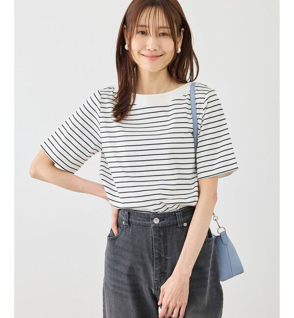 Rope&rsquo;Picnic「60シルケットボートネックハーフスリーブジャケットインナー」|Tシャツ・カットソー|