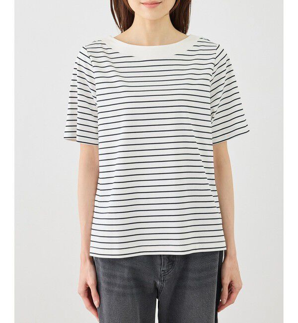 Rope&rsquo;Picnic「60シルケットボートネックハーフスリーブジャケットインナー」|Tシャツ・カットソー|