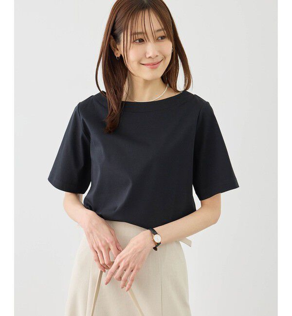 Rope&rsquo;Picnic「60シルケットボートネックハーフスリーブジャケットインナー」|Tシャツ・カットソー|