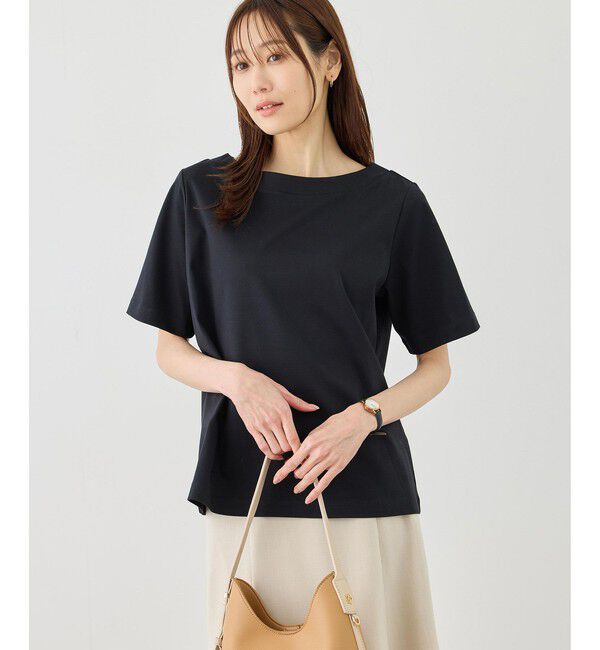 Rope&rsquo;Picnic「60シルケットボートネックハーフスリーブジャケットインナー」|Tシャツ・カットソー|