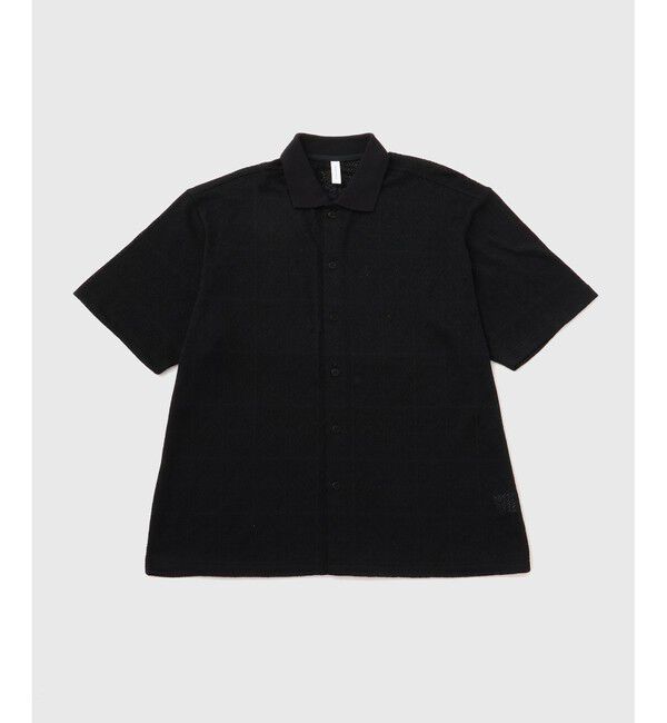 ADAM ET ROPE'「メッシュジャガード ボックスシルエット ニットポロ / ロングシーズン着用可能」|ポロシャツ|