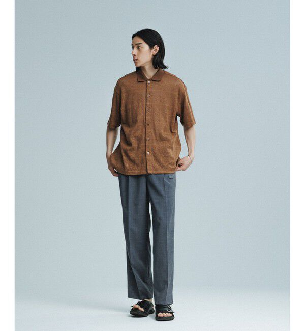 ADAM ET ROPE'「メッシュジャガード ボックスシルエット ニットポロ / ロングシーズン着用可能」|ポロシャツ|