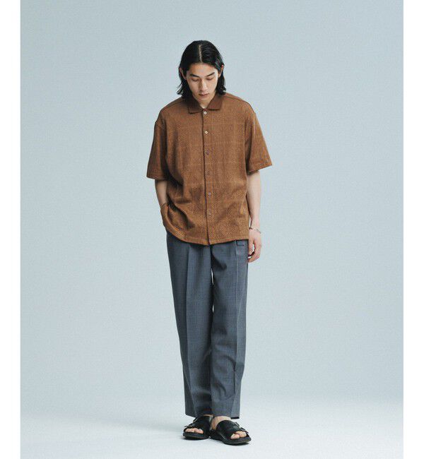 ADAM ET ROPE'「メッシュジャガード ボックスシルエット ニットポロ / ロングシーズン着用可能」|ポロシャツ|