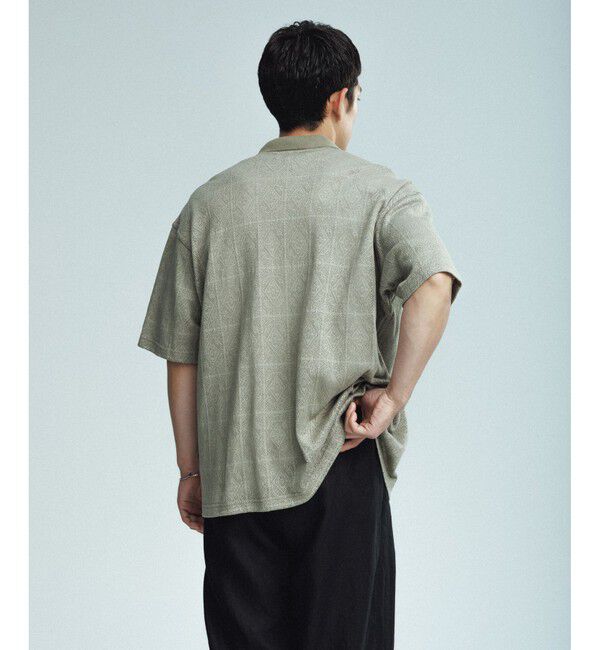 ADAM ET ROPE'「メッシュジャガード ボックスシルエット ニットポロ / ロングシーズン着用可能」|ポロシャツ|