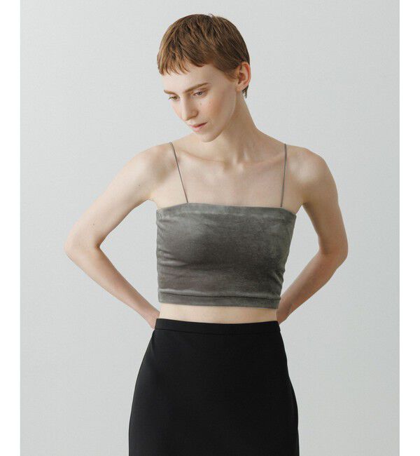ADAM ET ROPE'「【EMOELLE】カップ付きベロアキャミソール」|キャミソール|グレー(07)