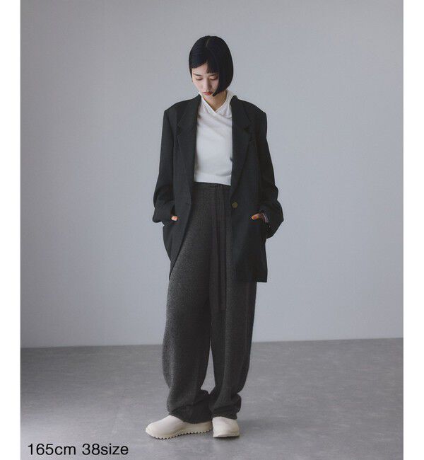 ADAM ET ROPE'「LINEAPIU ヤクMIXリラックスパンツ」|チノ|