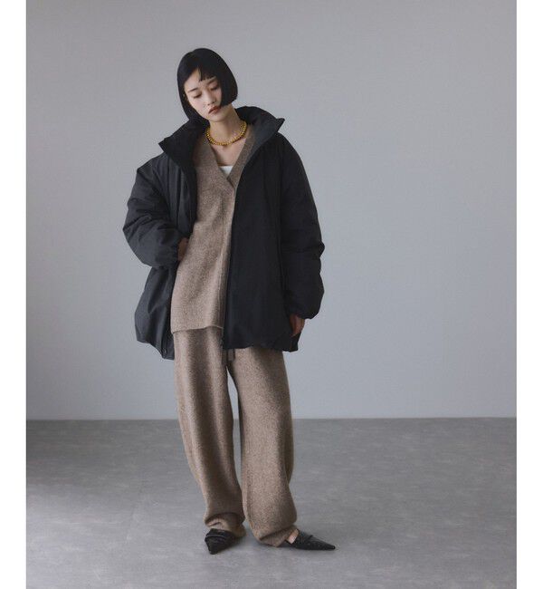 ADAM ET ROPE'「LINEAPIU ヤクMIXリラックスパンツ」|チノ|