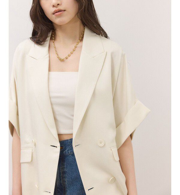 ADAM ET ROPE'「【サステナブル】ショートスリーブシャツジャケット」|テーラードジャケット|