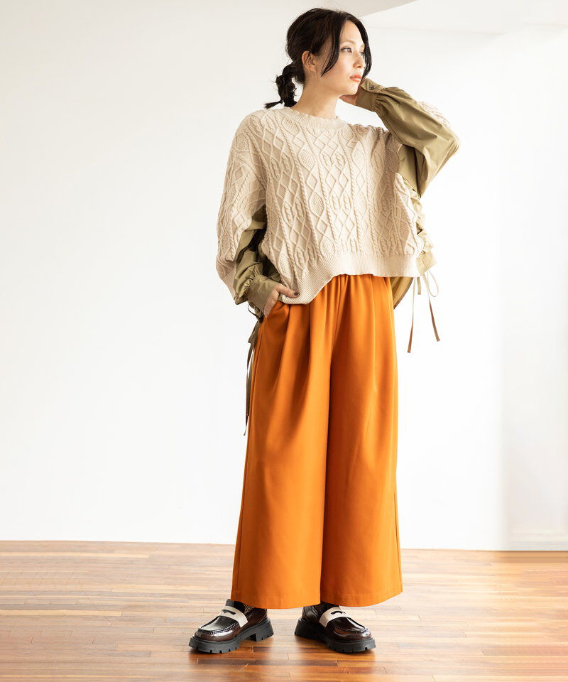  「ケーブル編切替ニットプルオーバー」|ニット・セーター|