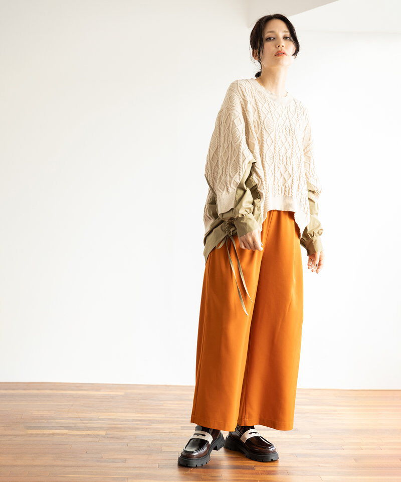  「ケーブル編切替ニットプルオーバー」|ニット・セーター|