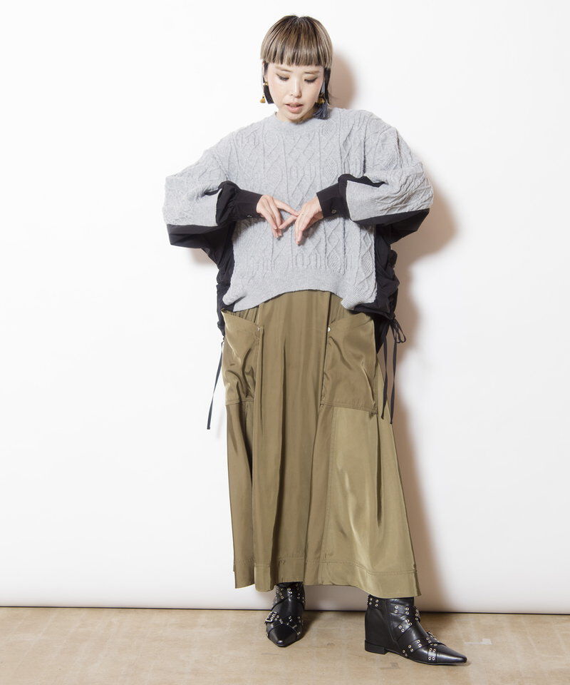  「ケーブル編切替ニットプルオーバー」|ニット・セーター|