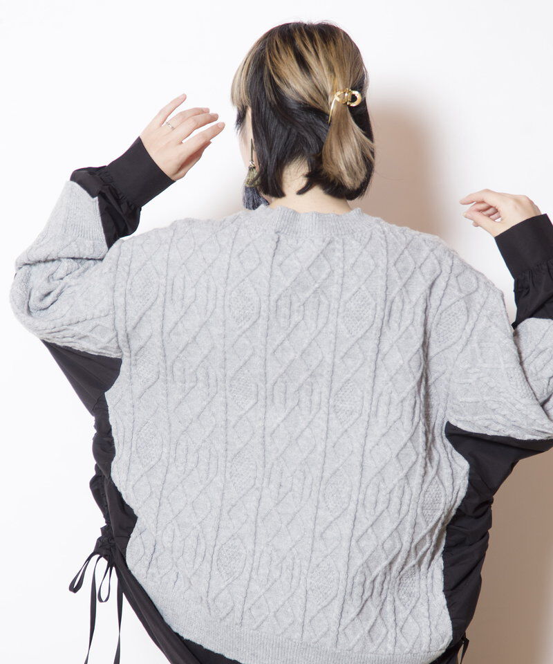  「ケーブル編切替ニットプルオーバー」|ニット・セーター|