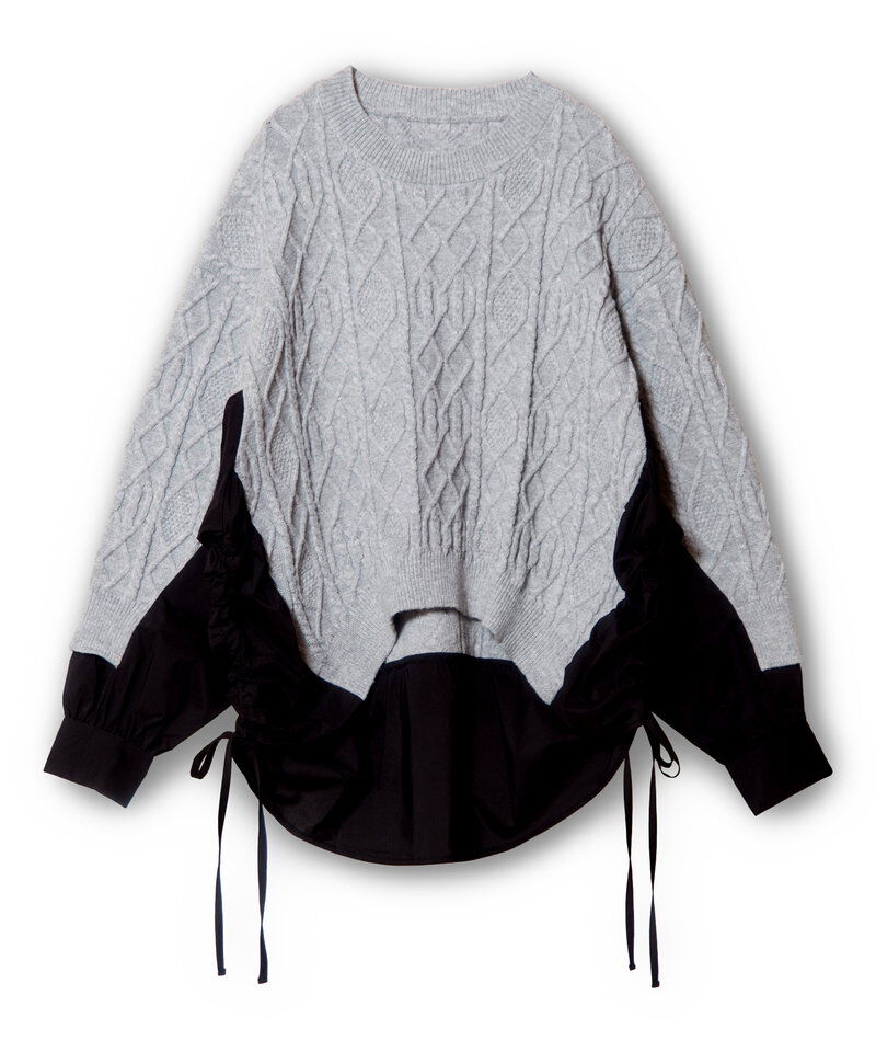  「ケーブル編切替ニットプルオーバー」|ニット・セーター|