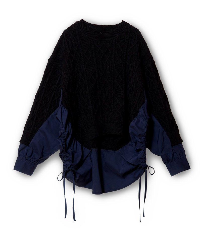  「ケーブル編切替ニットプルオーバー」|ニット・セーター|