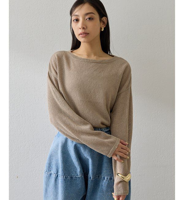  「ボートネックペーパーヤーンプルオーバー」|ニット・セーター|