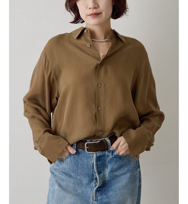 「キュプラフィブリルシャツ」|シャツ・ブラウス|ベージュ