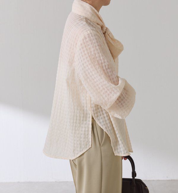  「ボウタイチェックブラウス」|シャツ・ブラウス|