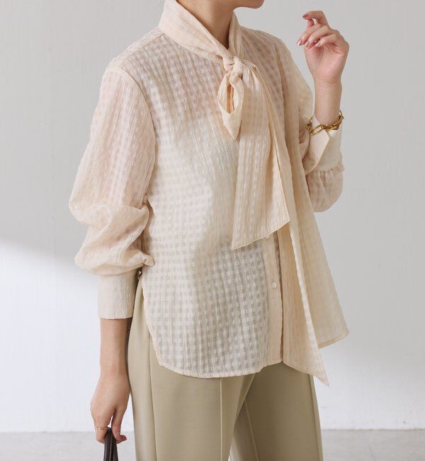  「ボウタイチェックブラウス」|シャツ・ブラウス|