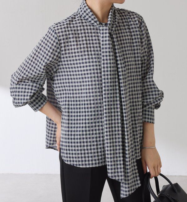  「ボウタイチェックブラウス」|シャツ・ブラウス|