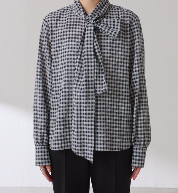  「ボウタイチェックブラウス」|シャツ・ブラウス|