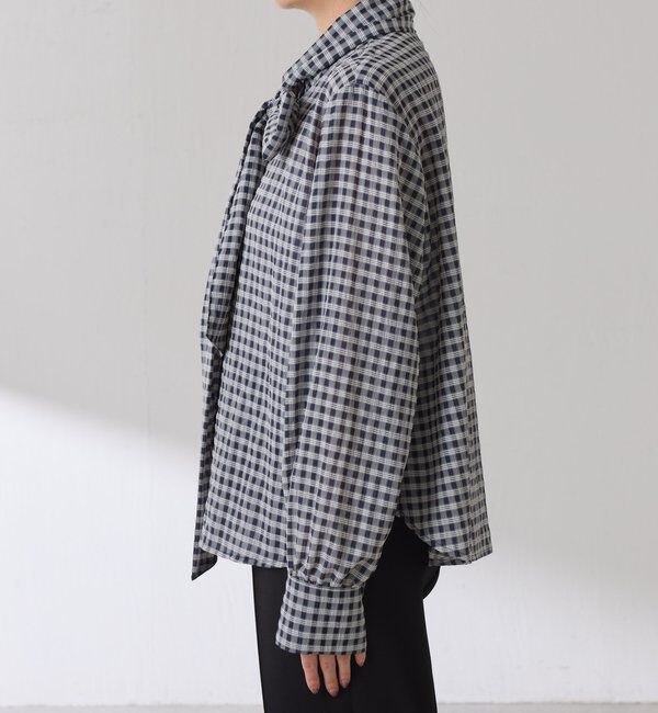  「ボウタイチェックブラウス」|シャツ・ブラウス|