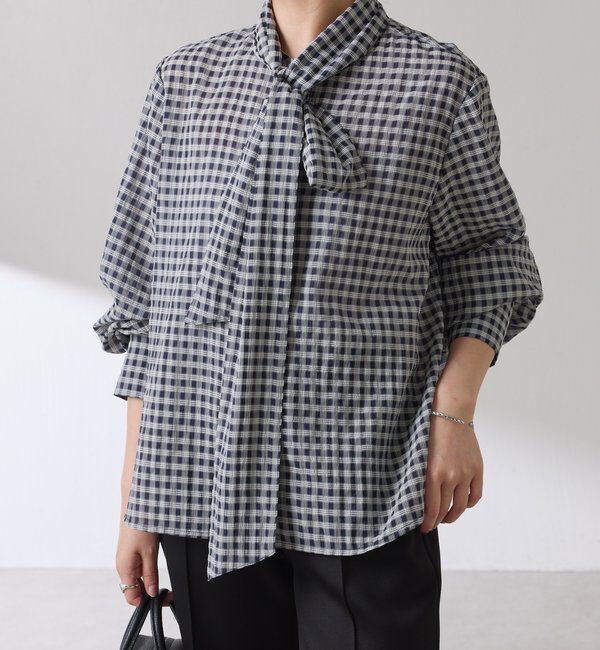  「ボウタイチェックブラウス」|シャツ・ブラウス|