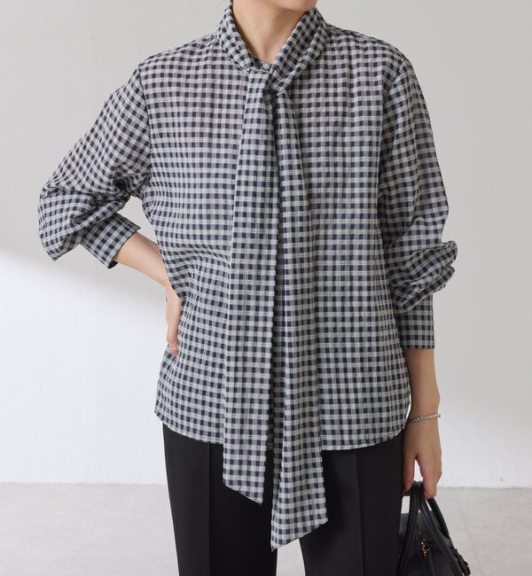  「ボウタイチェックブラウス」|シャツ・ブラウス|