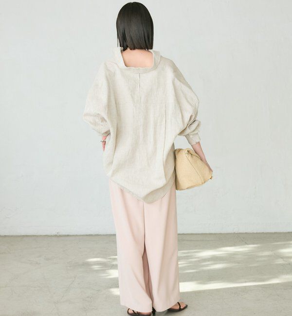  「【ウォッシャブル】【シーズンレスで使える】タックワイドスラックス」|チノ|