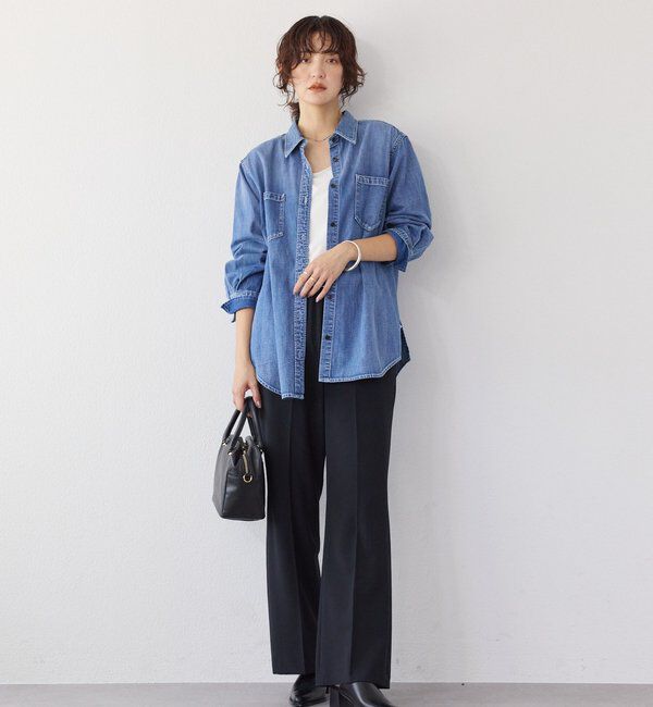  「【RIMH（リムエイチ）】ショルダーパッドロングシャツ」|シャツ・ブラウス|