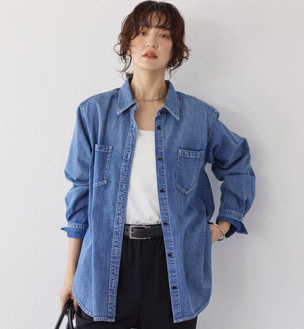  「【RIMH（リムエイチ）】ショルダーパッドロングシャツ」|シャツ・ブラウス|