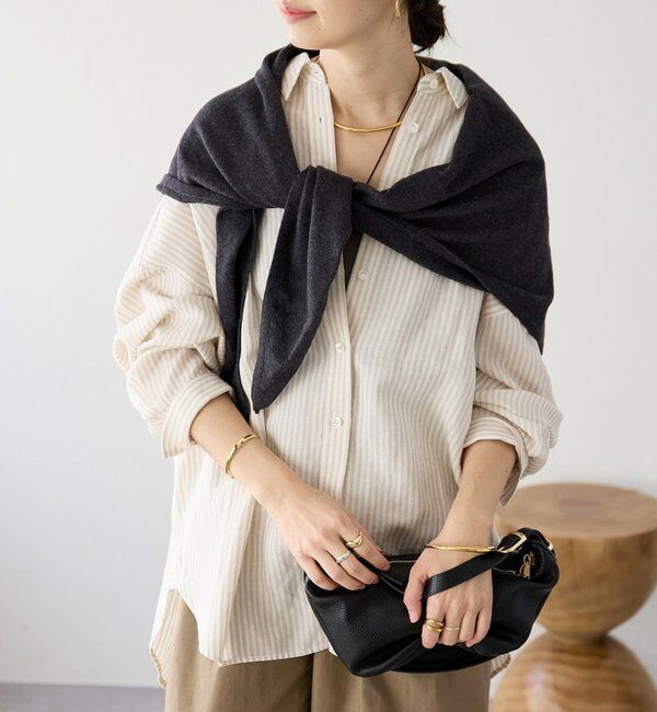  「予約【女性らしい抜け感】リネン混ストライプシャツ」|シャツ・ブラウス|