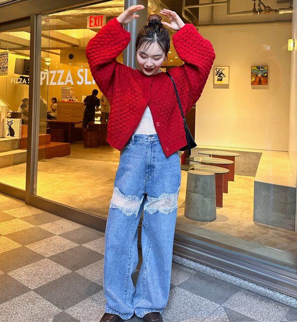  「レース切替デニム」|デニム|