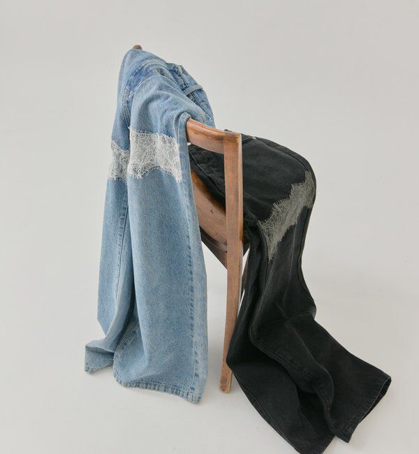  「レース切替デニム」|デニム|