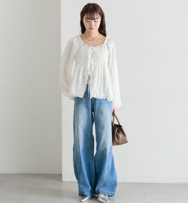  「ドットフラワーバルーンブラウス」|シャツ・ブラウス|