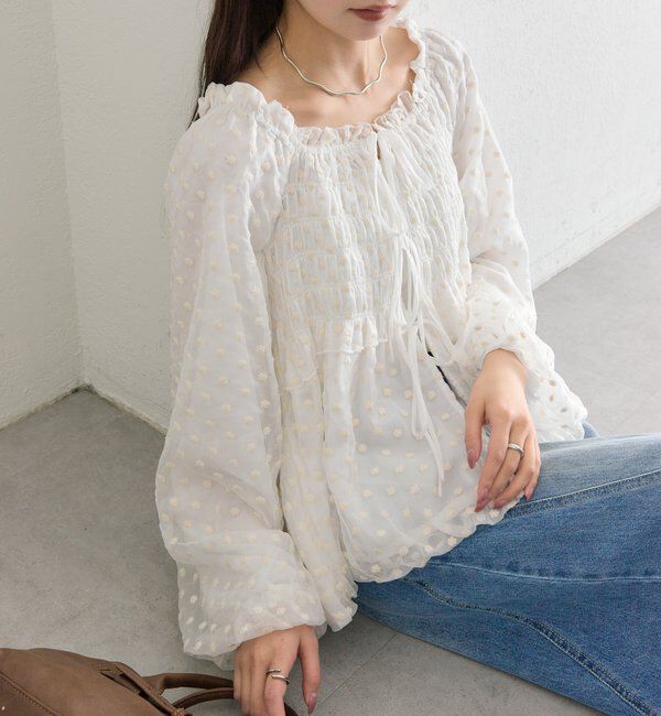  「ドットフラワーバルーンブラウス」|シャツ・ブラウス|