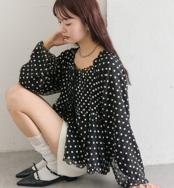  「ドットフラワーバルーンブラウス」|シャツ・ブラウス|