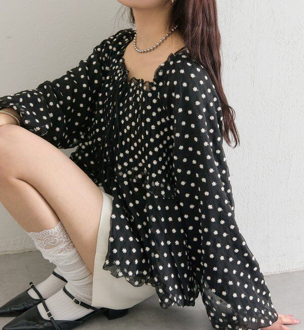  「ドットフラワーバルーンブラウス」|シャツ・ブラウス|