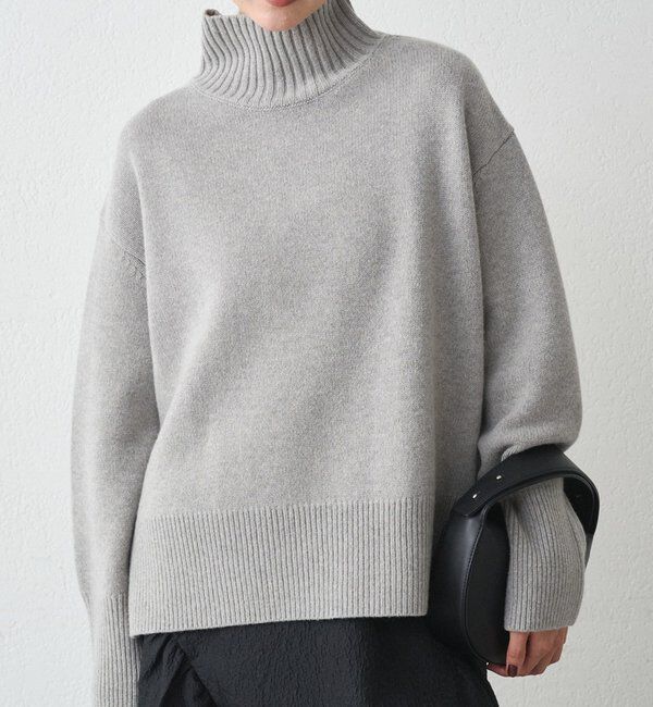  「ウール100タートルニット」|ニット・セーター|ライトグレー