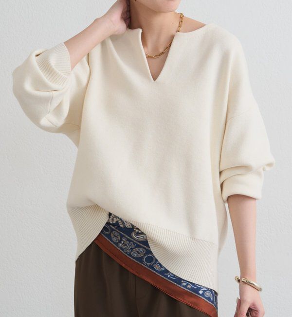  「【@_shirabe.s_コラボ】スウェットライクスキッパーニット」|ニット・セーター|