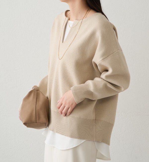  「【@_shirabe.s_コラボ】スウェットライクスキッパーニット」|ニット・セーター|