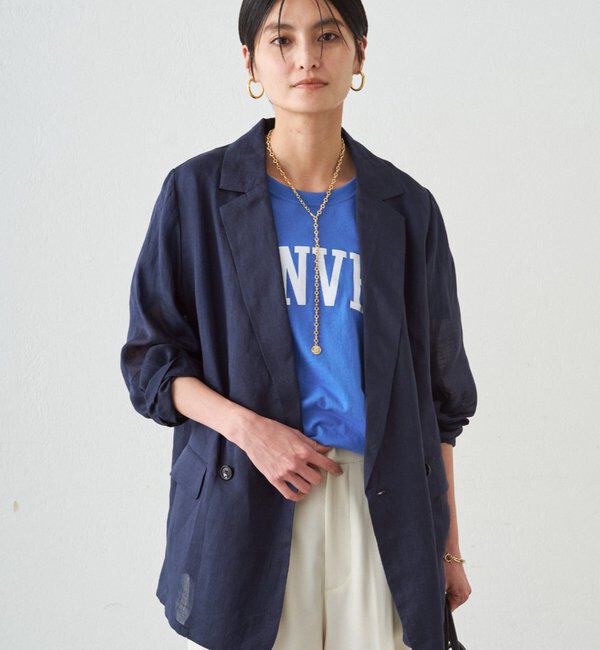  「リネン100ジャケット」|ベスト・ジレ|ネイビー