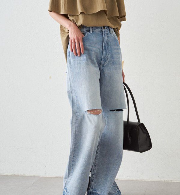  「ハイウエストダメージデニムパンツ」|デニム|