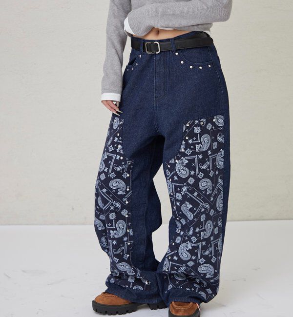  「ペイズリーダブルニーデニム」|デニム|