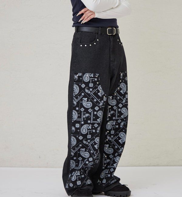  「ペイズリーダブルニーデニム」|デニム|