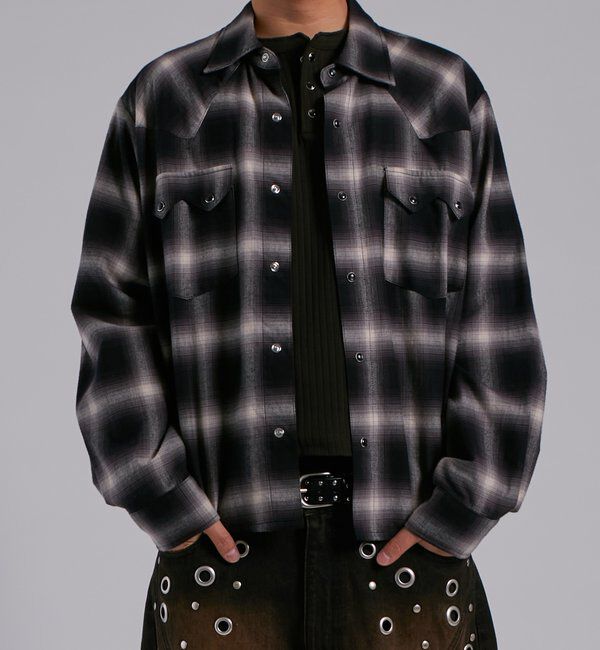  「【Sourcream】ウエスタンオンブレチェックシャツ」|シャツ・ブラウス|