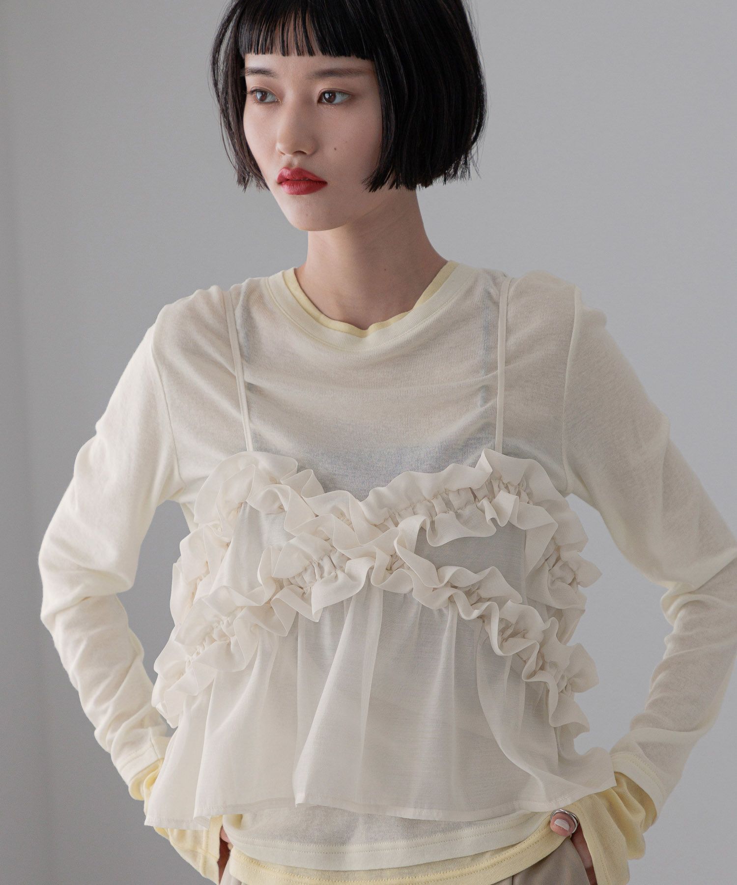 LOWRYS FARM「フリルビスチェ」|シャツ・ブラウス|