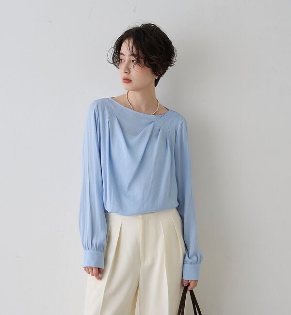 Rouge vif「【一部店舗限定】ドレープサテンブラウス」|シャツ・ブラウス|