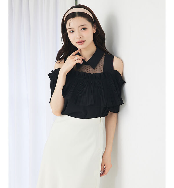 SELFIST「ショルダーオープンプリーツブラウス【予約】」|シャツ・ブラウス|