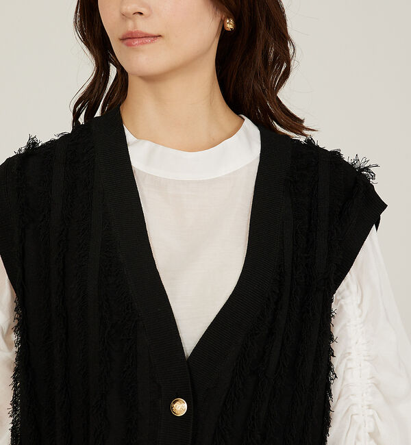 abahouse mavie「【セットアップ対応】フリンジニットジレ/ベスト」|ベスト・ジレ|